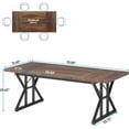 thumbnail image 5 of Farmhouse Dining Table For 6 People, 70.8-Inch Rectangular Rustic Wood Table With Heavy Duty Metal Legs, Multifunctional Kitchen Table For Dining Room (Brown&Black), 5 of 7