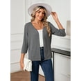 thumbnail image 2 of HOWCOME Women's Lightweight Button-Up Cardigan Soft Knit 3/4 Sleeve Sweater Casual Layer, Grey M, 2 of 7
