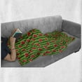 thumbnail image 5 of Melon Soft Flannel Fleece Throw Blanket, Cartoon Watermelon Slices on Vertical Stripes, Cozy Plush for Indoor and Outdoor Use, 60" x 80", Fern Green Hunter Green, by Ambesonne, 5 of 5