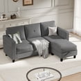 thumbnail image 2 of Convertible Sectional Sofa Couch, Modern Linen Fabric L-Shaped 3-Seat Sofa Sectional with Reversible Chaise for Small Space (Dark Gray), 2 of 9