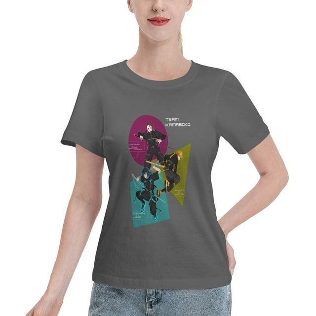 T-Shirt Basique à Manches Courtes pour Femmes Style de Rue Demon Slayer