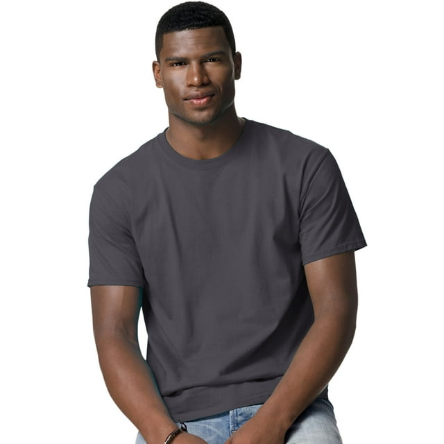 Hanes TAGLESS Men`s T-Shirt - Best-Seller, L, Smoke Gray