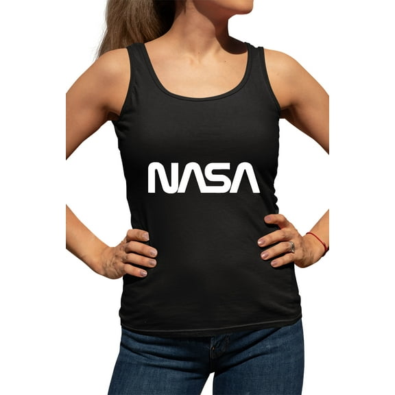 Womens Nasa Worm Logo Racerback Tank Top T-Shirt