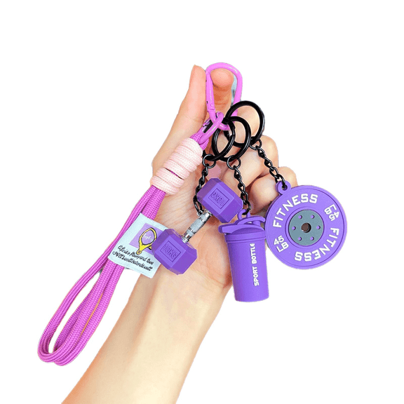 Prichor Dumbbell and Weights Keychain, Cute Mini Fitness Charm for Bag Purse and Car Key Accessory, Perfect Gift for Fitness Women and Men