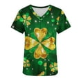 thumbnail image 6 of Gamivast St Patricks Day Scrubs for Women Plus Size Funny Graphic V Neck Loose Tops Holiday Themed Short Sleeves Tunic Green Scrub with Pockets, 6 of 6