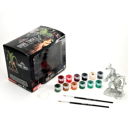 D&D: Nolzur's Marvelous Miniatures: Dire Troll - Paint Night Kit - All-In-One Kit, Unpainted Figure, Paints, Brushes, RPG, Dungeons & Dragons
