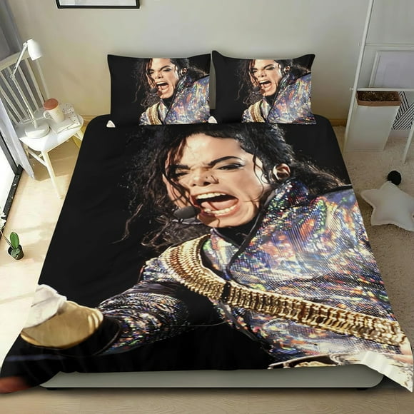 MICHAEL JACKSON Conjunto de sábanas temático, trío de piezas, cómodo y amigable con la piel, diseño único, regalo de decoración para el hogar para familiares, amigos y fans,135X200cm