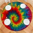 thumbnail image 2 of Colorful Tie Dye Pattern Round Fitted Tablecloth with Elastic Edge,Dining Table Cover Waterproof,Outdoor Round Tablecloth for Camping,Dining,Indoor and Outdoor, 2 of 7