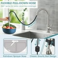 thumbnail image 6 of Wowkk Sanitary Ware Kitchen Sink Faucet with Pull Down Sprayer, Single Handle SUS304 Stainless Steel Kitchen Faucets with Deck Plate, Brushed Nickel, 6 of 11