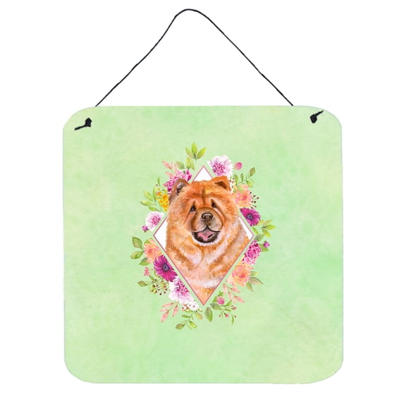 Carolines Treasures CK4291DS66 Chow Chow Design1 Green Flowers Wall or Door Hanging Prints 6x6 multicolor