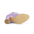 thumbnail image 3 of BLISSFUL STEP Women's Round Toe Zip Block High Heels Ankle Boots Purple 9, 3 of 8