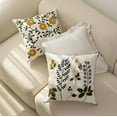 thumbnail image 3 of Fennco Styles Embroidered Spring Floral Decorative Throw Pillow Cover 18" W x 18" L - Green Leaves Woven Cushion Case for Home, Couch, Living Room, Bedroom, Office and Holiday Décor, 3 of 5