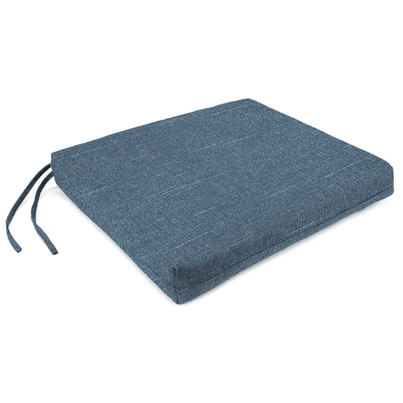 Jordan Manufacturing 17" x 19" Tory Denim Blue Crosshatch Rectangular Outdoor Chair Pad Seat Cushion with Ties