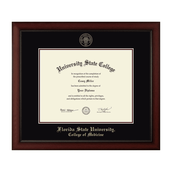 Framerly - FSU Medicine Diploma Frame with Black and Maroon Mat