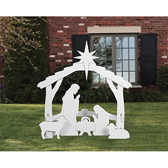 Large White Outdoor Nativity Set-Christmas/Easter Decorations-Over 4ft Tall-All-Weather Outdoor Nativity, Waterproof,Durable Material, Simple Assembly