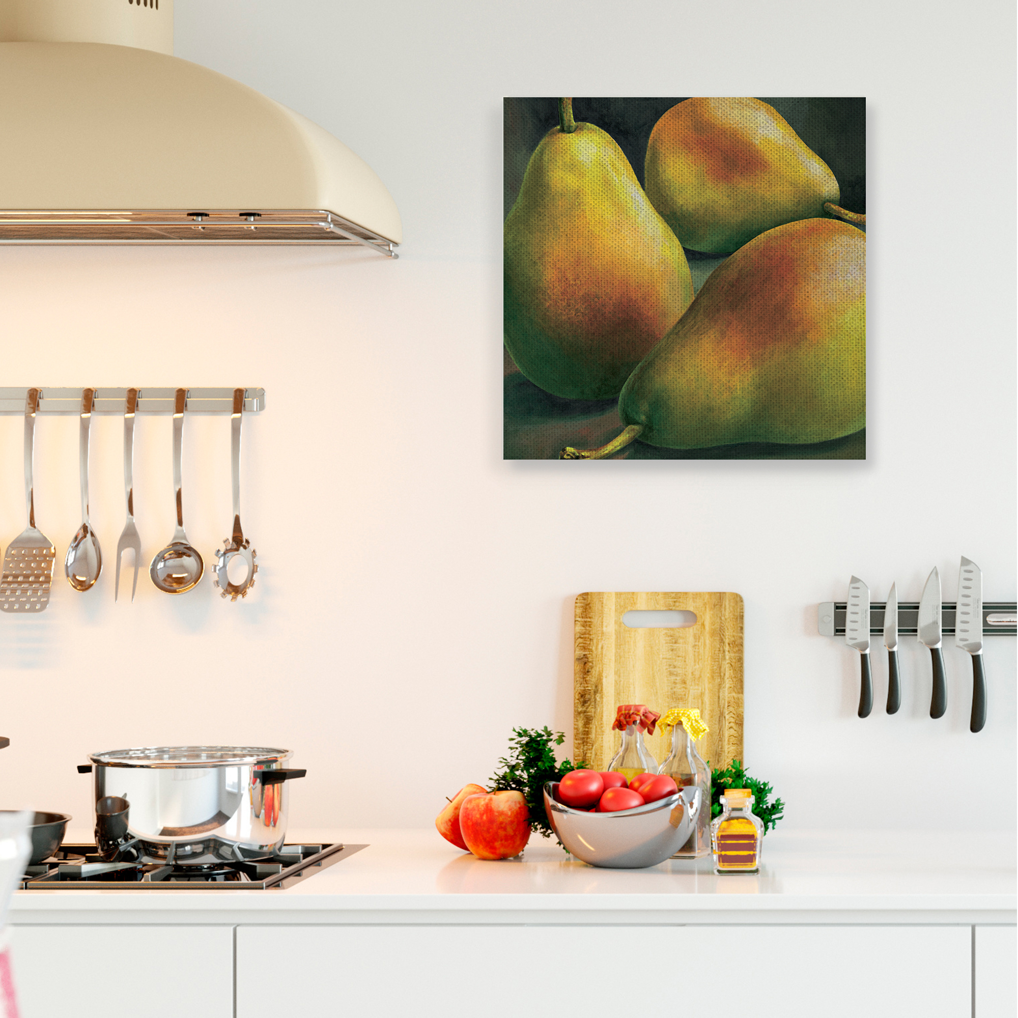 Stupell Industries Yellow Pear Red Blush Fruit Realistic Painting Canvas Wall Art by Stefania Mottinelli