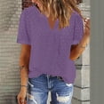 thumbnail image 2 of Summer Plus Size Tops for Womens 2025 Fashion Solid Color Short Sleeve Round Neck Pullover Lace Blouse, 2 of 8