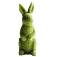 thumbnail image 2 of Estatua de conejo flocado de musgo de Pascua, estatua, Festival, jardín, patio, decoración del hogar, fiesta (verde, A), 2 of 5