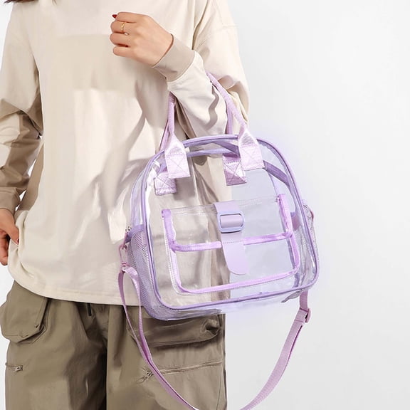 WIZUTIZ Transparent Crossbody Bag Large Capacity Jelly Shoulder Purse Versatile Clear Tote Modern Fashion Waterproof Secure Lightweight Commuting Multi Way Handbag for Sports Travel Shopping Stylish