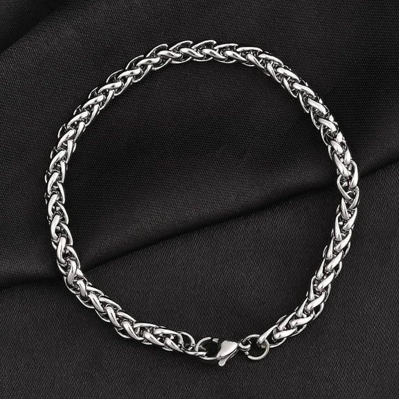 6pcs Tarnish Resistant 304 Stainless Steel Wheat Chains Bracelets with Lobster Clasps Stainless Steel color 8-1/4 inch(210mm) 5mm
