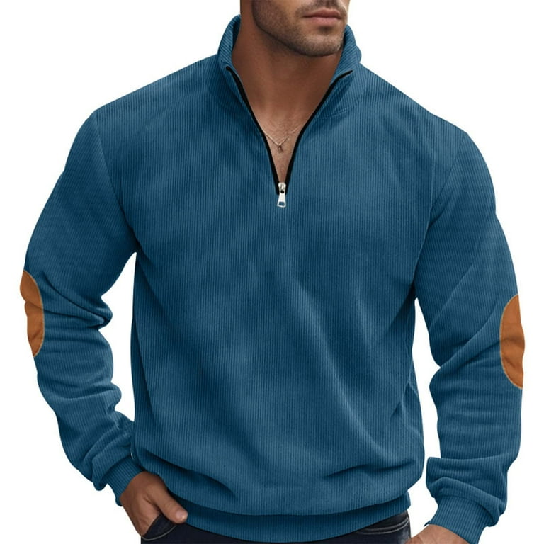 Tawop Mens Sweatshirts Quarter Zip Pullover Men Corduroy
