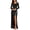 Black, variant on Smsaxvxz Women's Cowl Neck Satin Maxi Dress Long Sleeve High Slit Formal Evening Gown for Wedding Guest Bridesmaid Party Rose Gold L