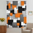 thumbnail image 2 of Burnt Orange Black Geometric Sheer Curtains 45 Inches Long, Modern Abstract Art Block Light Filering Curtains, Breathable Simi Curtain Privacy Drapes for Kitchen Bathroom Small Window Treatment, 2 of 9