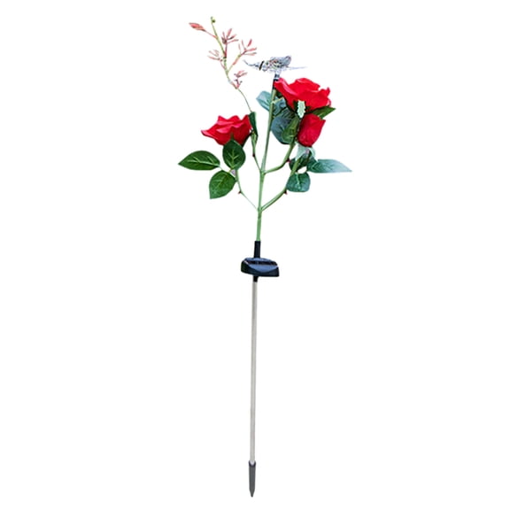 Wovilon Led Solar Rose Flower Transparent Butterfly Combination Ground Lamp Lawn Lamp