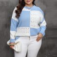 thumbnail image 2 of Maplenight Plus Size Sweaters for Women Casual Chunky Knit Long Sleeve Crew Neck Sweater Color Block Fashion Pullover Tops, 2 of 9
