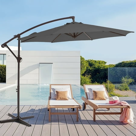 Condition photo showing New/Like New for justlet 10  outdoor hanging offset cantilever umbrella for patio(no base)  gray