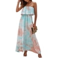 thumbnail image 2 of Robes d'Été pour Femmes Bleu et Blanc en Porcelaine Sans Bretelles Boho Maxi Longue Robe, 2 of 6