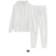 thumbnail image 3 of Sonducket El chándal con capucha de los deportes del poliéster para las mujeres cómodas y elegantes suda las sudaderas con capucha del conjuntos de ropa blanco+m, 3 of 6