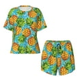 thumbnail image 4 of Naloa Pineapple Women's Short-Sleeved Pajama Set, Loungewear, Summer pajamas, Breathable Cozy - XX-Large, 4 of 9