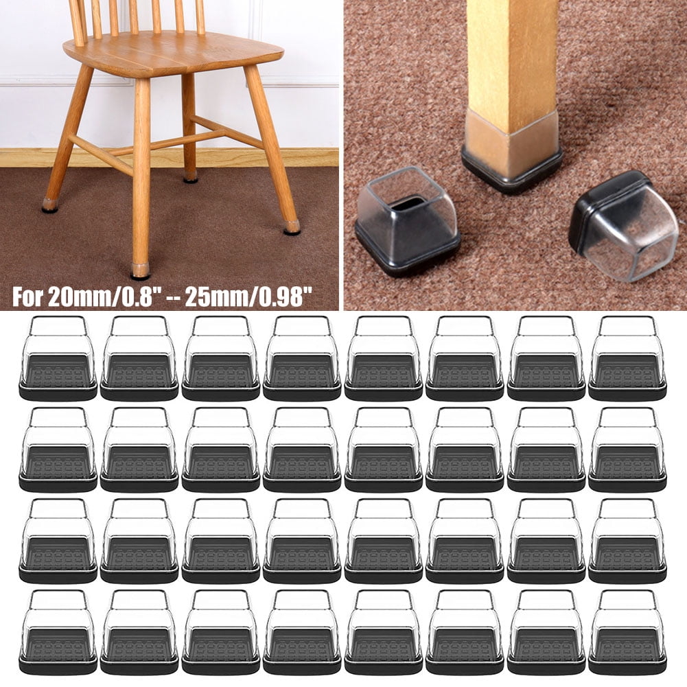 32PCS Chair Leg Protectors for Carpet , Square Furniture Pads Table