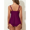 thumbnail image 6 of DOKOTOO Plus Size Swimsuits for Women 2 Piece Scallop Trim Tankini Top with Bottom Push Up Swim Suit for Women Tummy Control Purple 2XL US18-20, 6 of 8