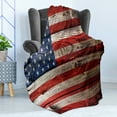 thumbnail image 4 of USA Soft Flannel Fleece Throw Blanket, Fourth of July Independence Day Weathered Retro Wood Wall Looking Country Emblem, Cozy Plush for Indoor and Outdoor Use, 50" x 70", Red Blue Tan, by Ambesonne, 4 of 5