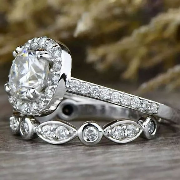 Forever Jewels 3.50Ct Cushion Moissanite Womens Wedding Bridal Ring Set 14K White Gold Plated