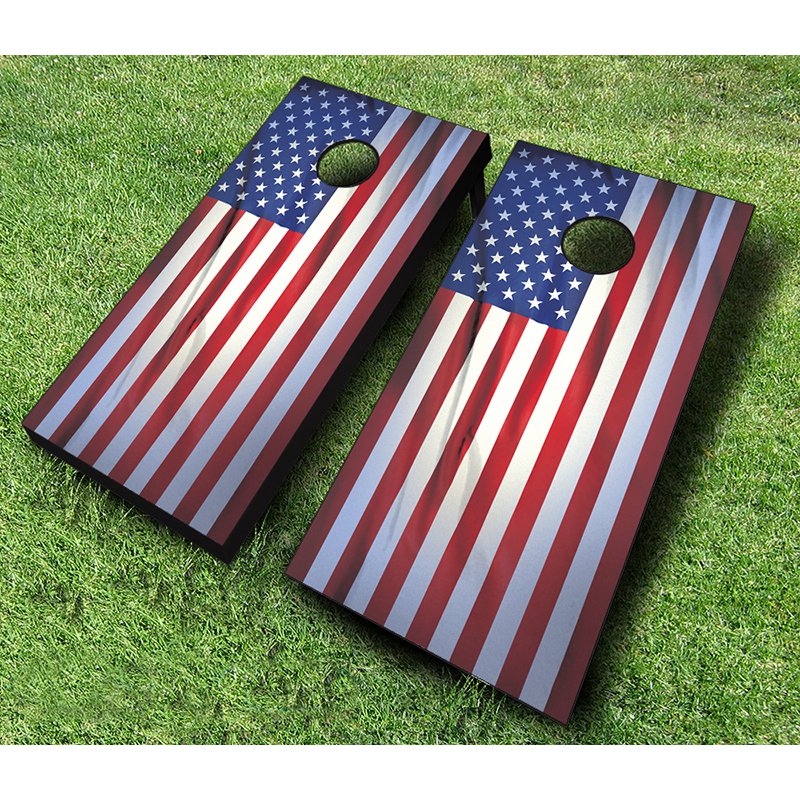 AJJ Cornhole Wrinkled American Flag Cornhole Set