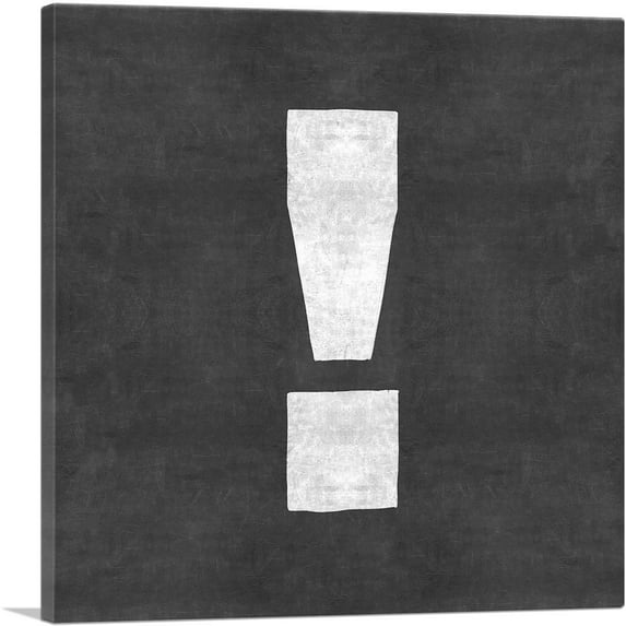 ARTCANVAS Chalkboard Alphabet Exclamation Point Mark Sign Canvas Art Print - Size: 26" x 26" (0.75" Deep)