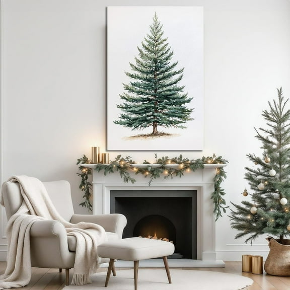 Evergreen Pine Tree Wall Art Poster Rustic Wall Decor Minimalist Winter Poster Ready To Hang Warm Present Vintage UNFRAMED Poster Size 8x12