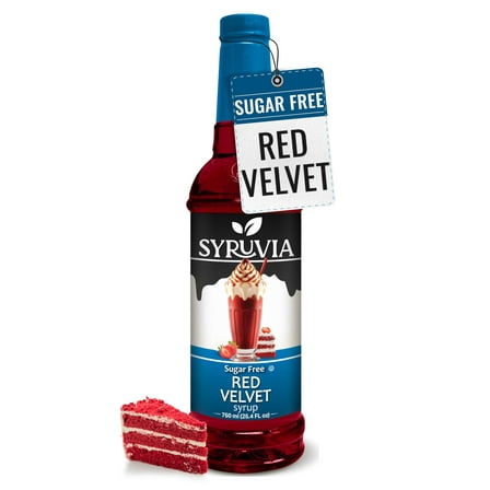 Syruvia Sugar Free Coffee DEF29 Syrup, Red Velvet Flavored Syrup for Drinks, Lattes, and Desserts - 25.4 fl oz