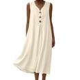 thumbnail image 2 of Antinious Ladies Summer Short Sleeve High Neck Loose Breathable Casual Long Dress, 2 of 5