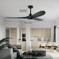 thumbnail image 3 of Ceiling Fan Light 52 inch 3 Black Blades LED Chandelier Lamp W/ Remote Control, 3 of 20