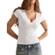 thumbnail image 1 of Camiseta de Mujer con Escote en V Profundo, Color Liso, Corta, Ajustada, para y Verano. S, 1 of 7