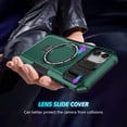 thumbnail image 5 of Allytech Magnetic Case for iPhone 12 Pro / 12 6.1" with Lens Slide Cover, [Non-Slip] [Military Grade Protection] Slim Shockproof Ring Stand Case Support Wireless Charging, Darkgreen, 5 of 10