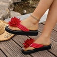 thumbnail image 5 of CQONEPT Flower Flip Flops for Women with Arch Support Comfortable Slip on Slippers Walking Sandals Slides Casual Lightweight Dressy Slippers Red 43, 5 of 6