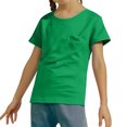 thumbnail image 1 of Hiiyo T-Shirt à Manches Courtes Uni avec Poche en Forme de Cœur pour Filles, Vert, 1 of 7