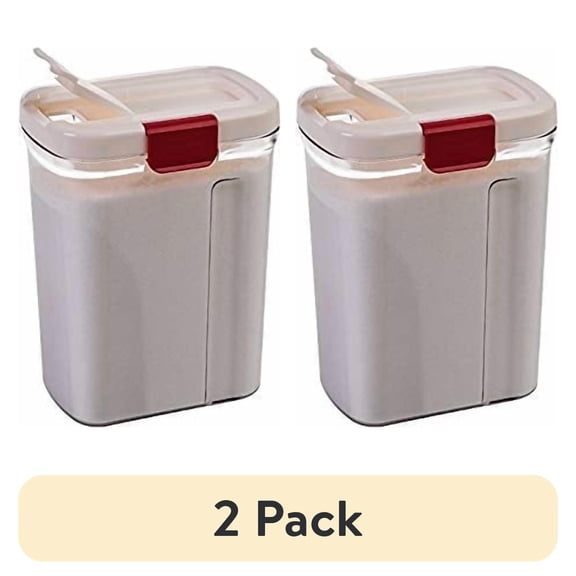 (2 pack) Progressive Furniture White Plastic with Lid Grains, Nuts Food Storage Jar