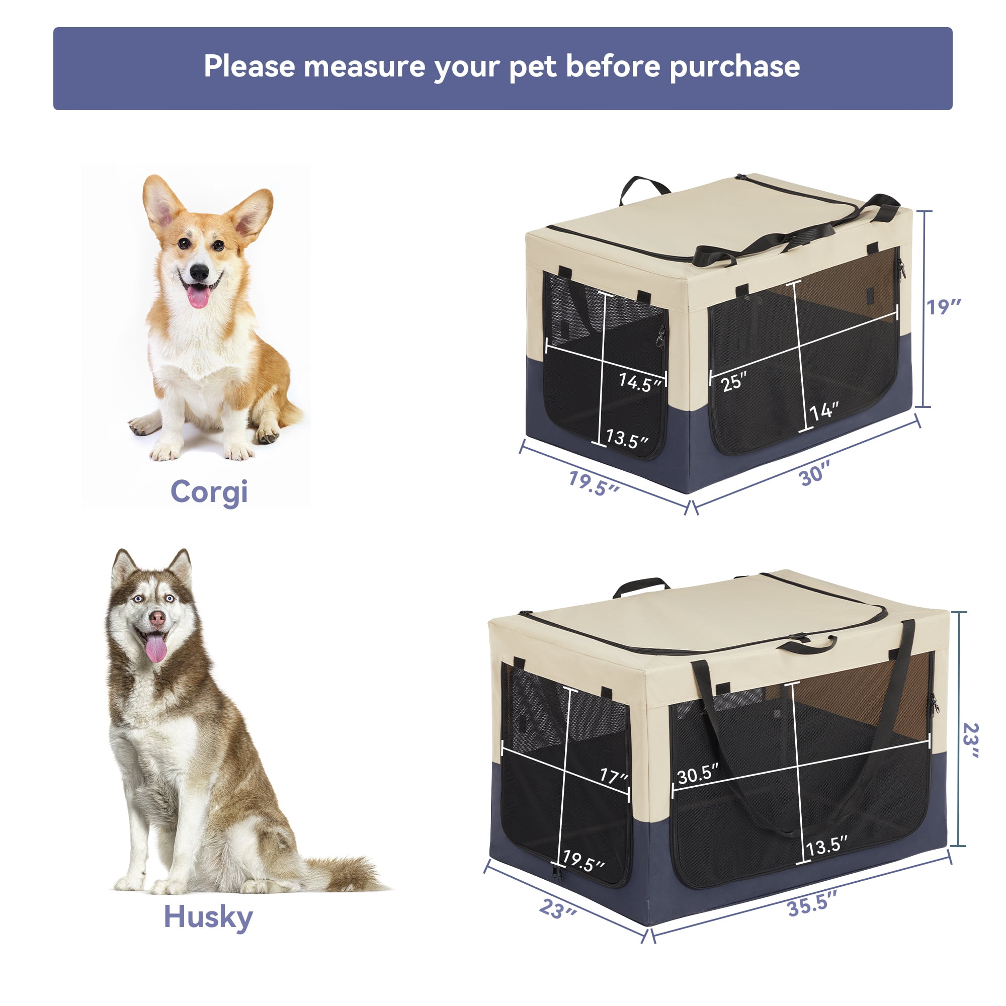 Pefilos 27" Dog Crate for Small Dogs with Tray and Double Door, Wood Dog Cages Furniture, Indoor Kennel, Brown Pefilos 27" Dog Crate for Small Dogs with Tray and Double Door, Wood Dog Cages Furniture, Indoor Kennel, Brown