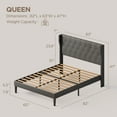 thumbnail image 6 of Queen Bed Frame with Upholstered Wingback Headboard and Velcro Assembly Design, Gray, 6 of 8